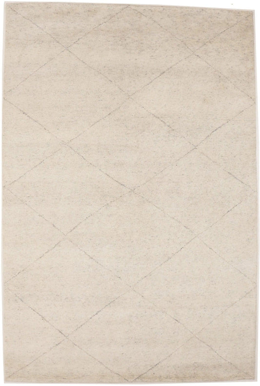 Cream/Beige Geometric 6X9 Moroccan Oriental Rug