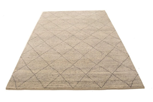 Cream Geometric 6X9 Moroccan Oriental Rug