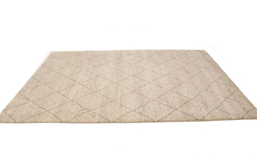 Cream Geometric 6X9 Moroccan Oriental Rug