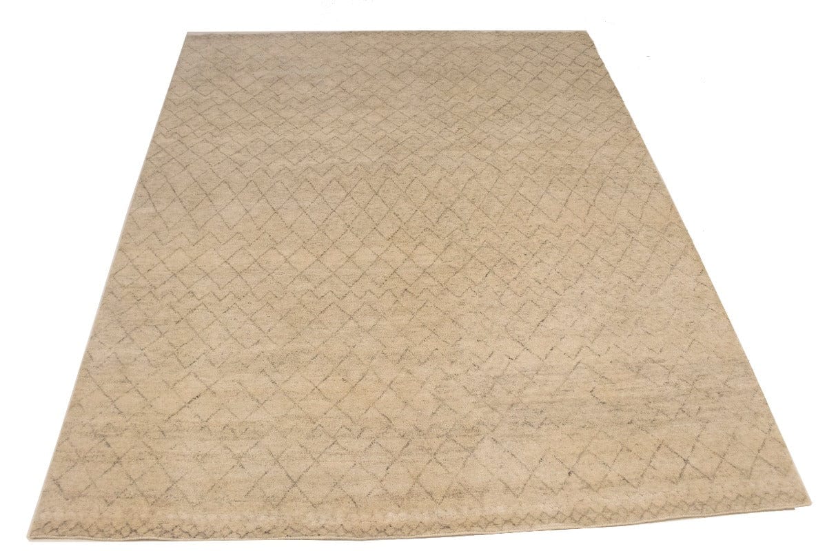 Beige Geometric 8X10 Moroccan Oriental Rug