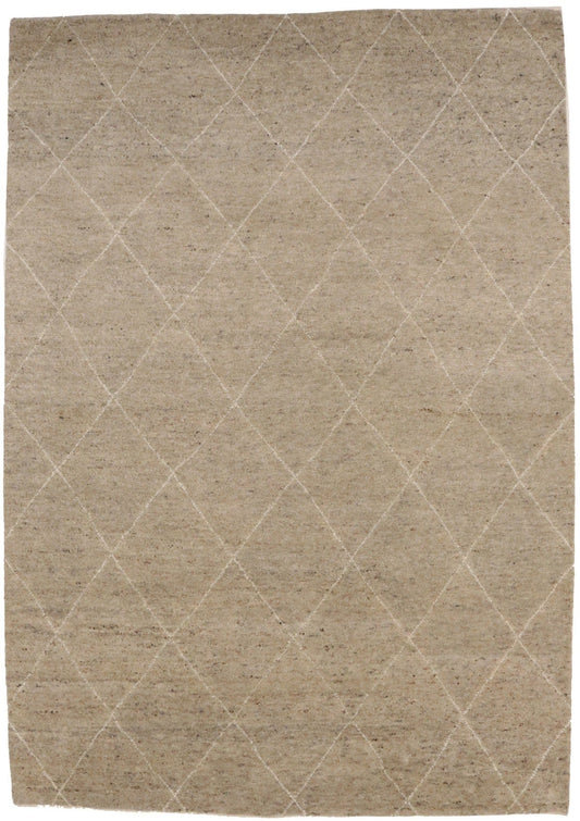 Khaki/Beige Geometric 6X9 Moroccan Oriental Rug