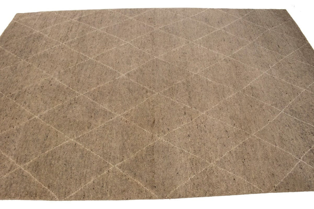 Khaki/Beige Geometric 6X9 Moroccan Oriental Rug