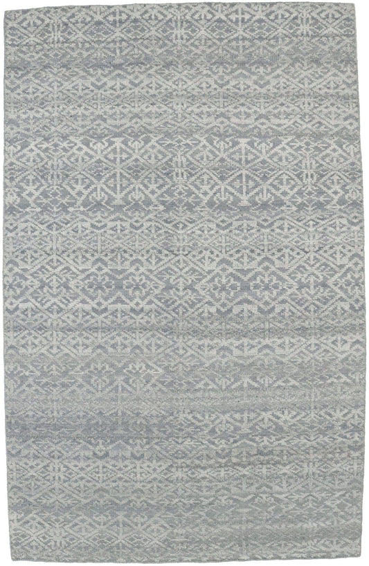 Gray & Ivory Transitional Geometric 5X8 Oriental Rug