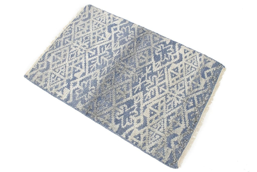 Cream Blue Geometric 2X3 Modern Oriental Rug