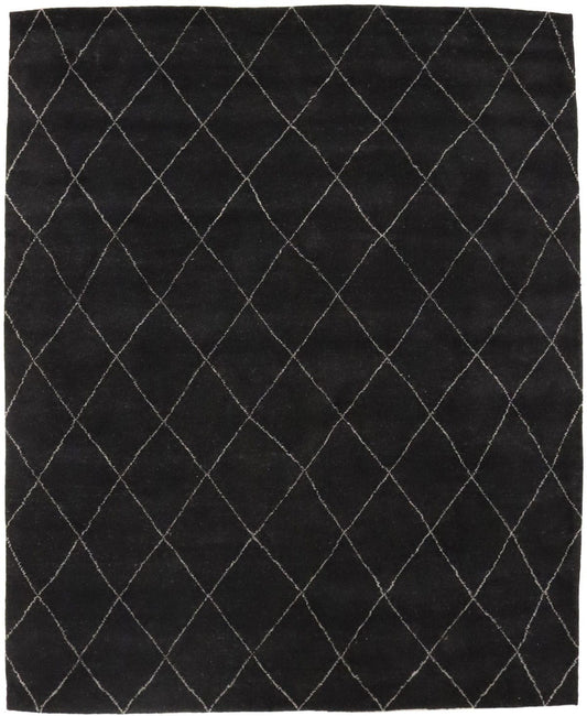 Black Geometric 8X10 Moroccan Oriental Rug