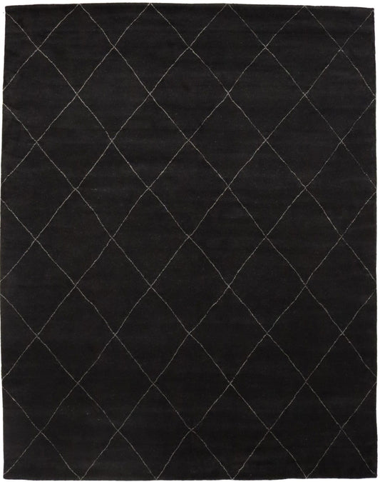 Black Geometric 12X15 Moroccan Oriental Rug