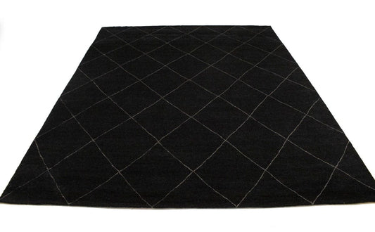 Black Geometric 12X15 Moroccan Oriental Rug