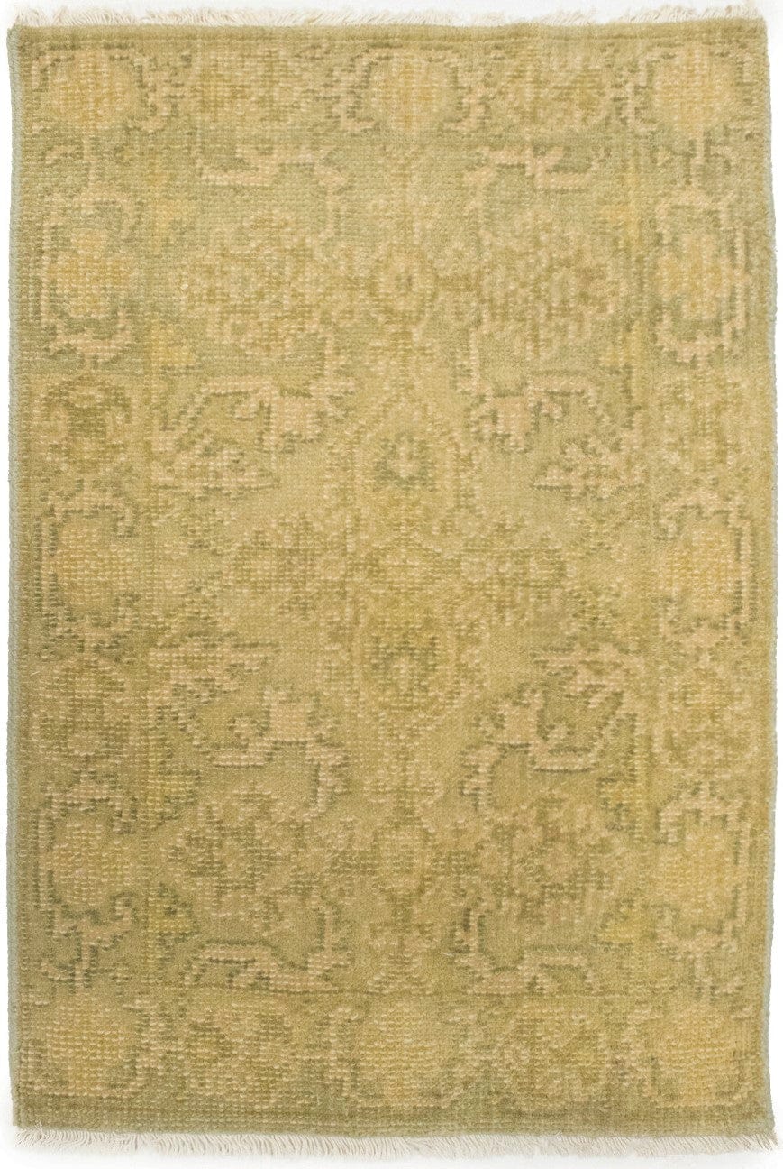 Muted Golden Beige Floral 2X3 Chobi Oushak Oriental Rug