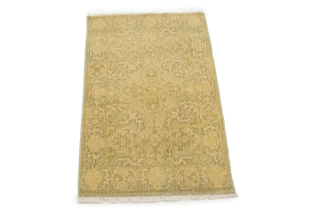 Muted Golden Beige Floral 2X3 Chobi Oushak Oriental Rug