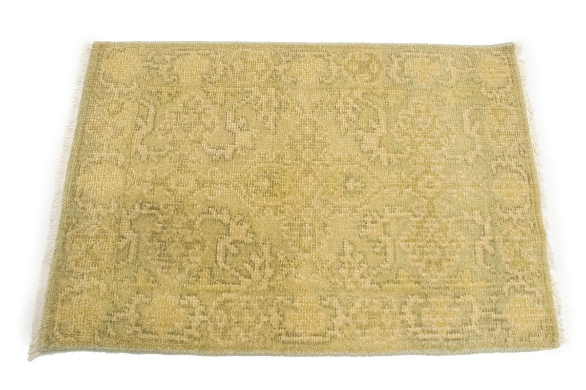 Muted Golden Beige Floral 2X3 Chobi Oushak Oriental Rug