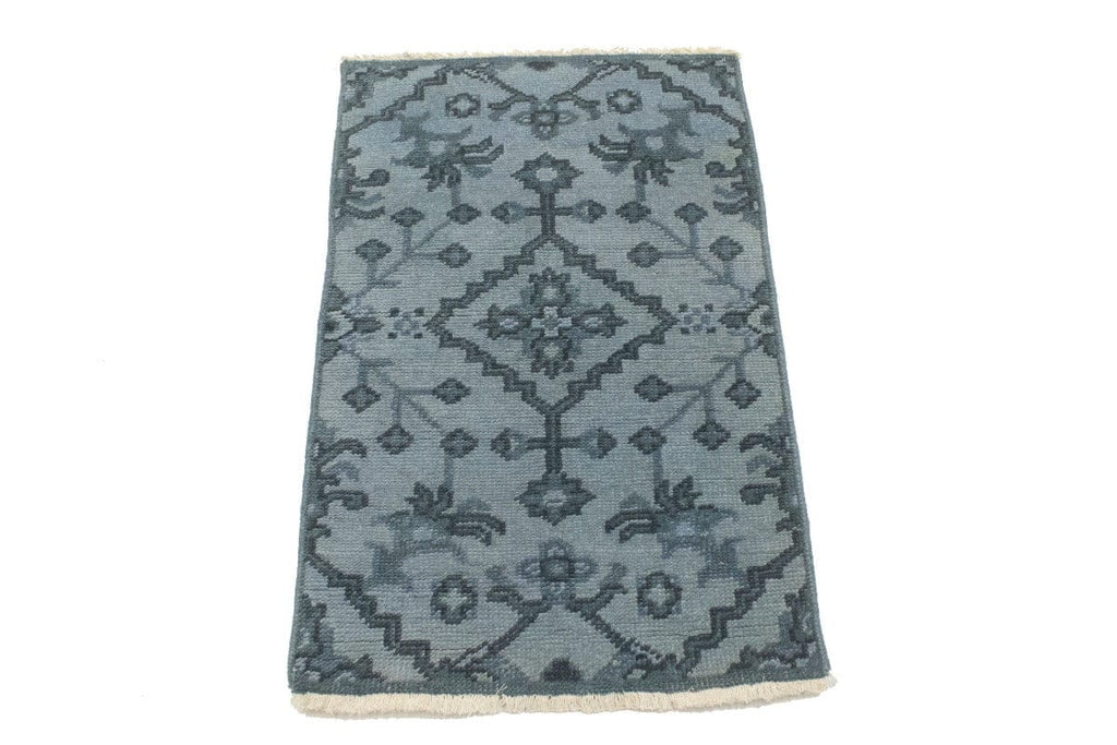 Muted Gray Floral 2X3 Chobi Oushak Oriental Rug