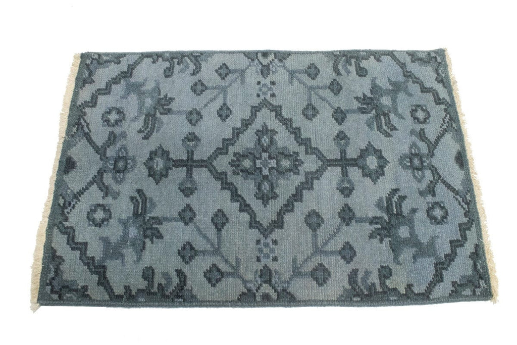 Muted Gray Floral 2X3 Chobi Oushak Oriental Rug