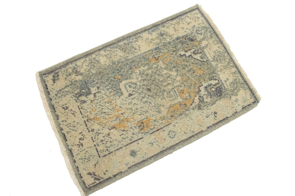 Muted Distressed Heriz 2X3 Transitional Oriental Rug