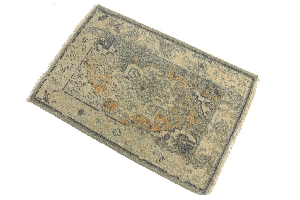 Muted Distressed Heriz 2X3 Transitional Oriental Rug