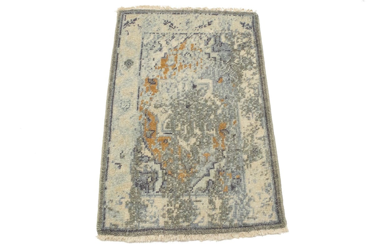 Muted Distressed Heriz 2X3 Transitional Oriental Rug