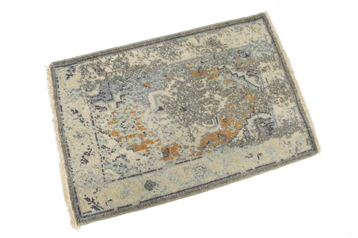 Muted Distressed Heriz 2X3 Transitional Oriental Rug