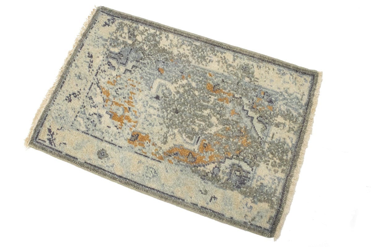 Muted Distressed Heriz 2X3 Transitional Oriental Rug