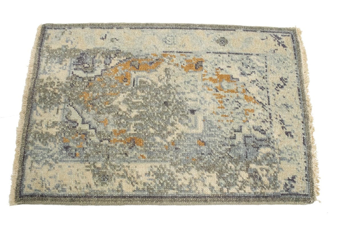 Muted Distressed Heriz 2X3 Transitional Oriental Rug