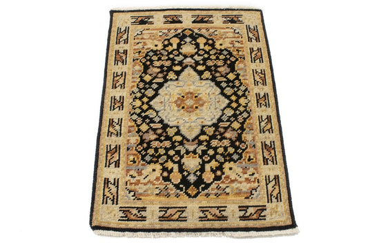 Black Floral Heriz Serapi 2X3 Transitional Oriental Rug