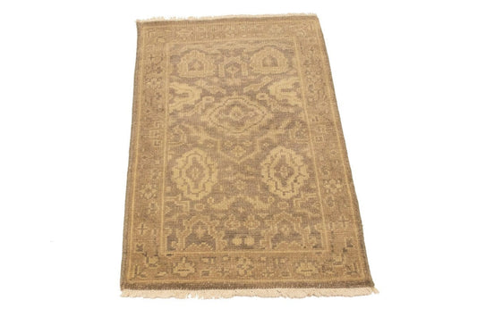 Muted Brown Floral 2X3 Chobi Oushak Oriental Rug