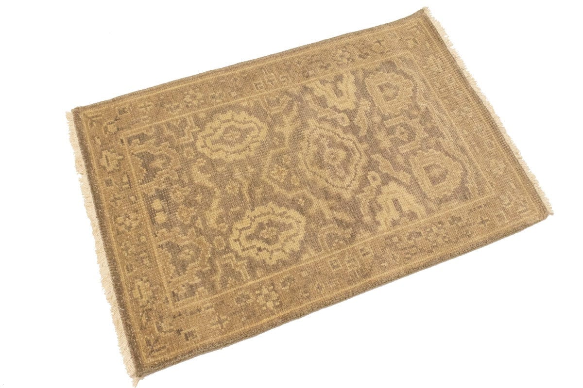 Muted Brown Floral 2X3 Chobi Oushak Oriental Rug