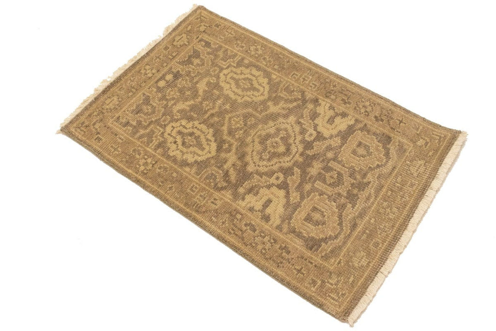 Muted Brown Floral 2X3 Chobi Oushak Oriental Rug