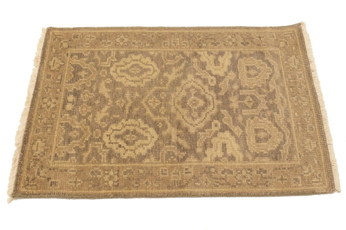 Muted Brown Floral 2X3 Chobi Oushak Oriental Rug