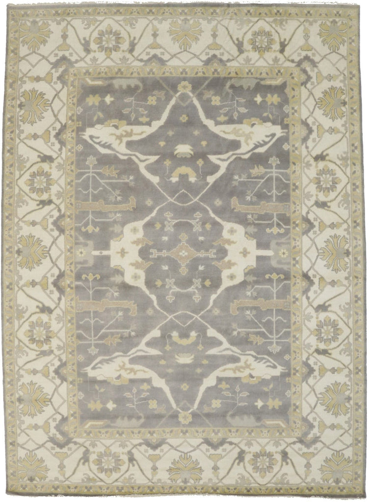 Pastel Brown Floral 10X14 Oushak Oriental Rug