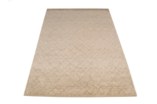 Beige Geometric 6X9 Moroccan Oriental Rug