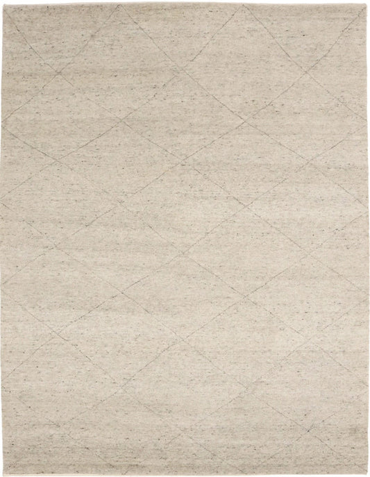 Oatmeal Beige Geometric 9X12 Moroccan Oriental Rug