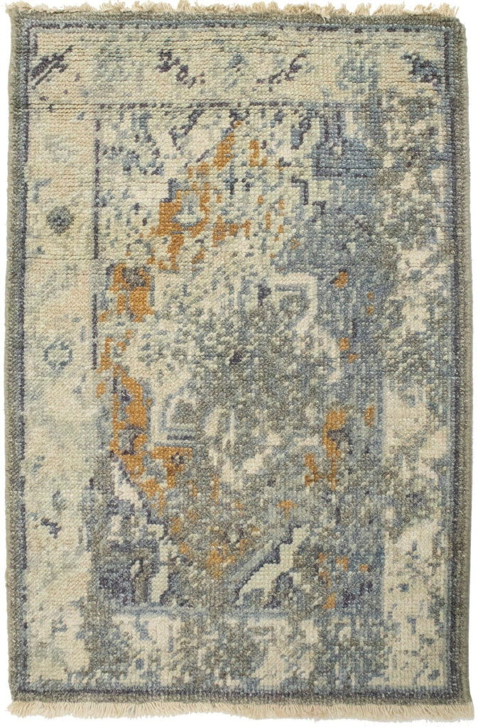 Muted Distressed Heriz 2X3 Transitional Oriental Rug