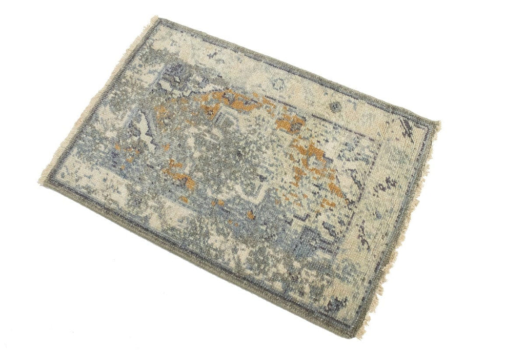 Muted Distressed Heriz 2X3 Transitional Oriental Rug