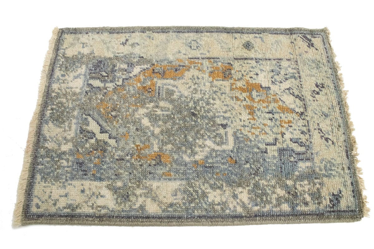 Muted Distressed Heriz 2X3 Transitional Oriental Rug