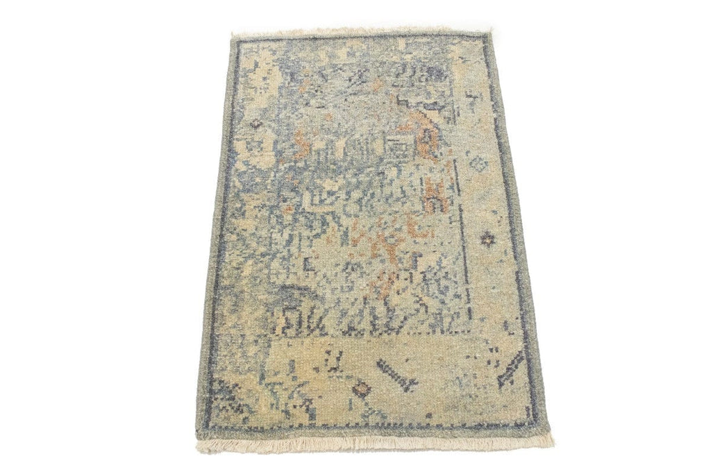 Muted Distressed Heriz 2X3 Transitional Oriental Rug