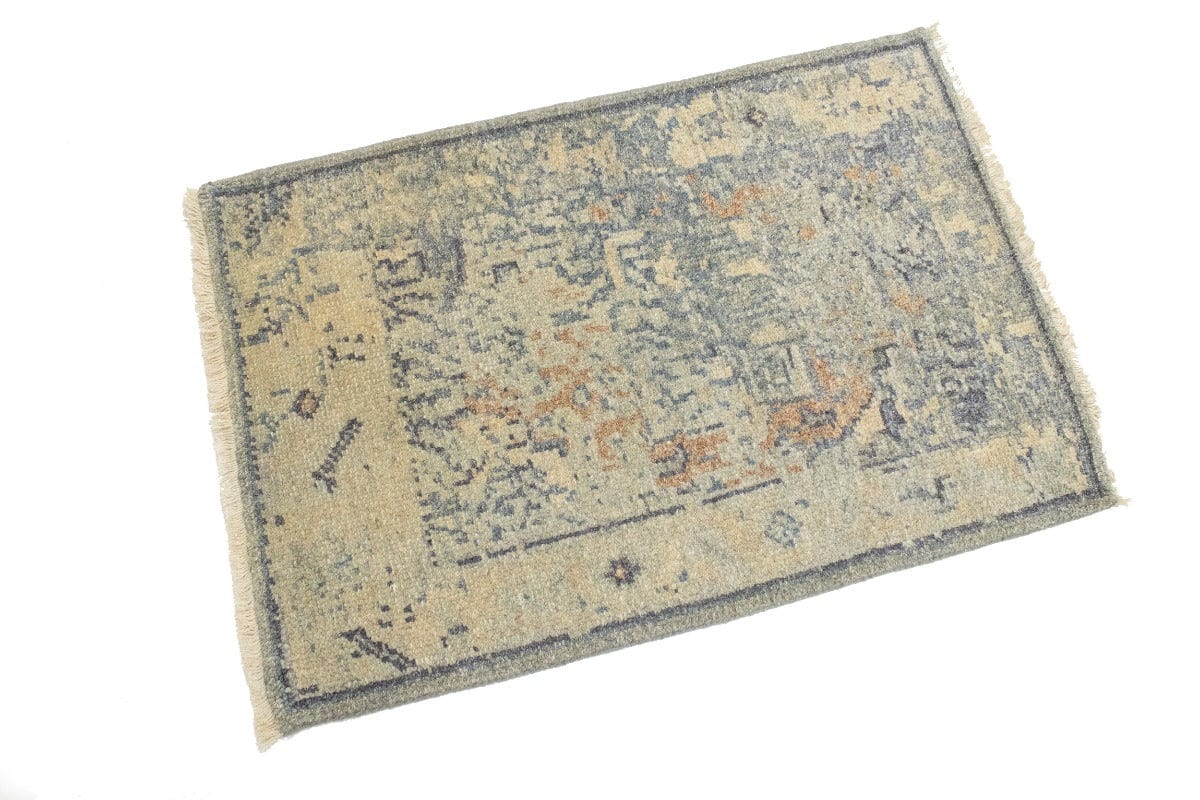 Muted Distressed Heriz 2X3 Transitional Oriental Rug