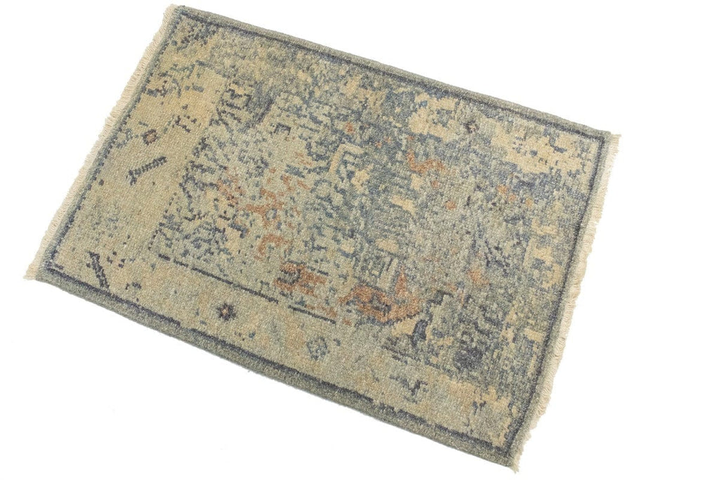 Muted Distressed Heriz 2X3 Transitional Oriental Rug