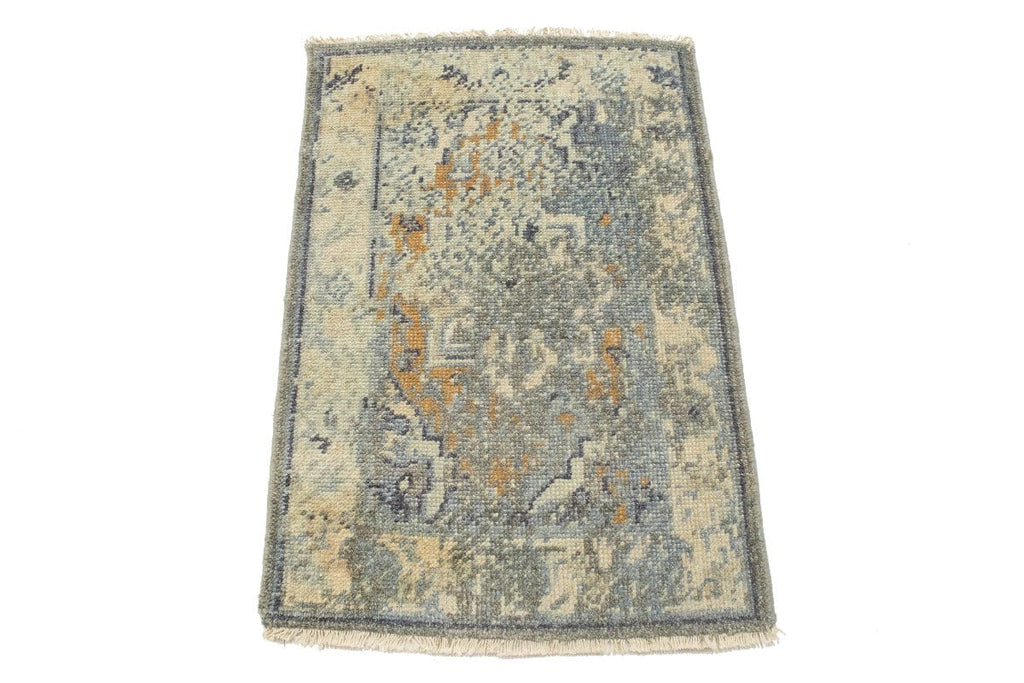 Muted Distressed Heriz 2X3 Transitional Oriental Rug