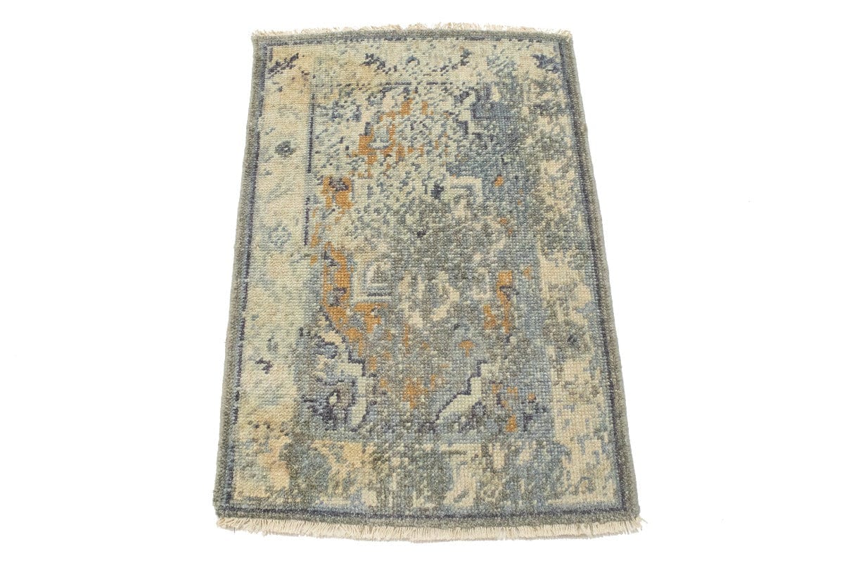 Muted Distressed Heriz 2X3 Transitional Oriental Rug