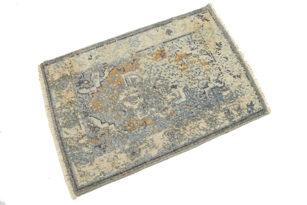 Muted Distressed Heriz 2X3 Transitional Oriental Rug