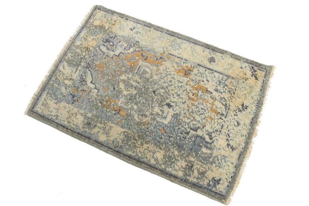 Muted Distressed Heriz 2X3 Transitional Oriental Rug