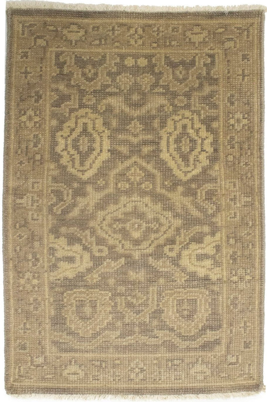 Muted Brown Floral 2X3 Chobi Oushak Oriental Rug