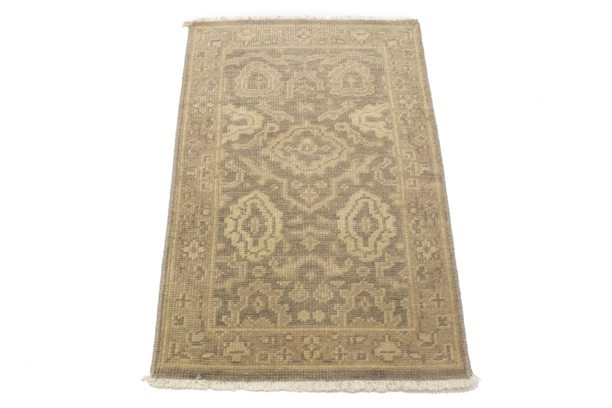 Muted Brown Floral 2X3 Chobi Oushak Oriental Rug