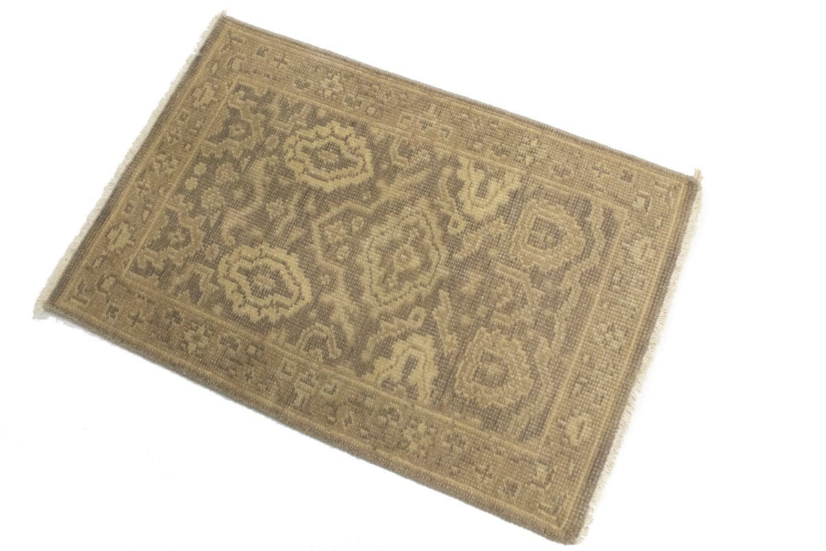 Muted Brown Floral 2X3 Chobi Oushak Oriental Rug