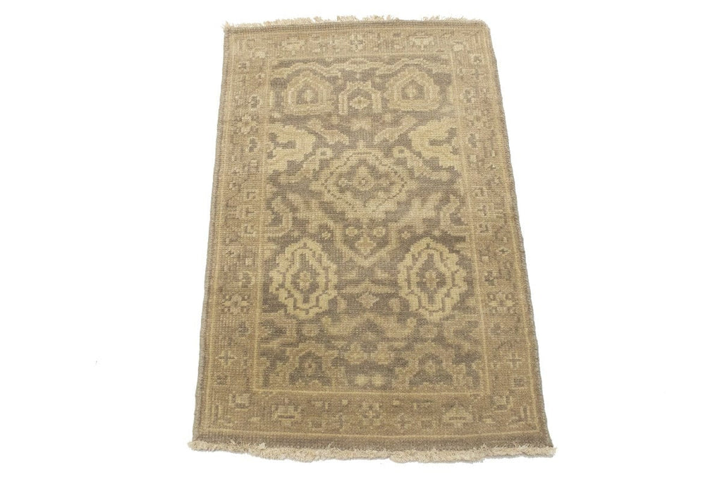 Muted Brown Floral 2X3 Chobi Oushak Oriental Rug