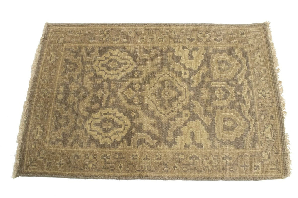 Muted Brown Floral 2X3 Chobi Oushak Oriental Rug