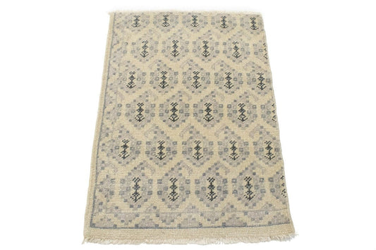 Muted Beige Floral 2X3 Chobi Oushak Oriental Rug