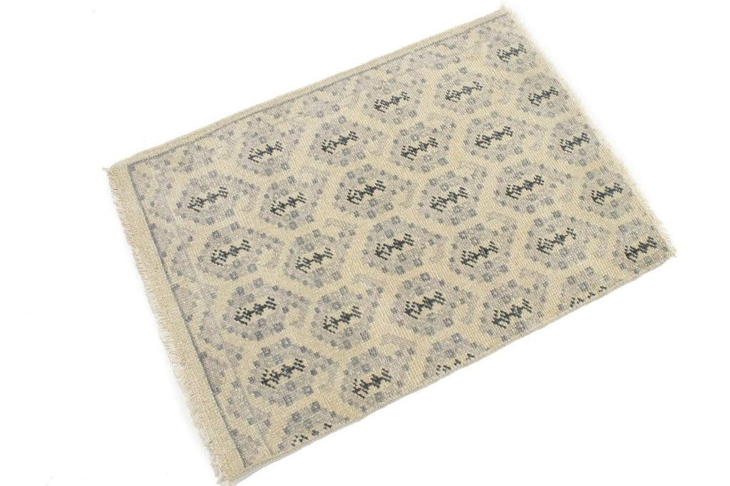 Muted Beige Floral 2X3 Chobi Oushak Oriental Rug