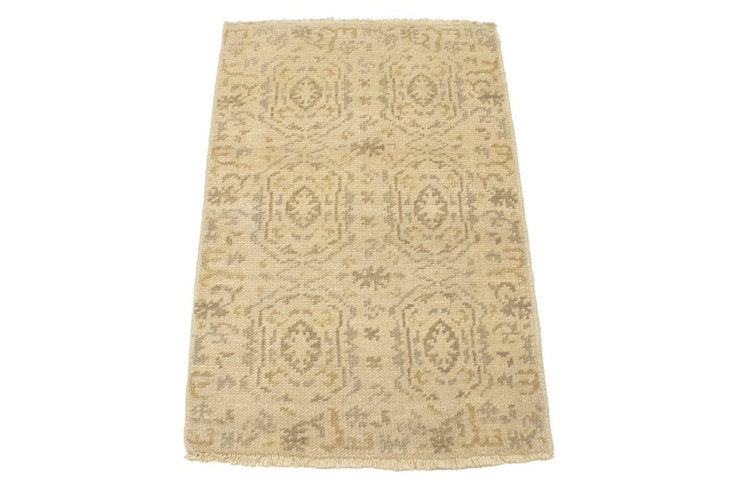 Muted Beige Floral 2X3 Chobi Oushak Oriental Rug