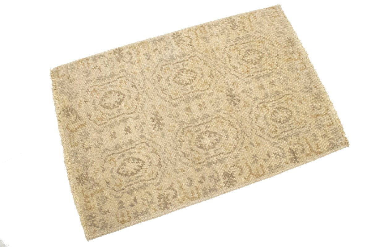 Muted Beige Floral 2X3 Chobi Oushak Oriental Rug