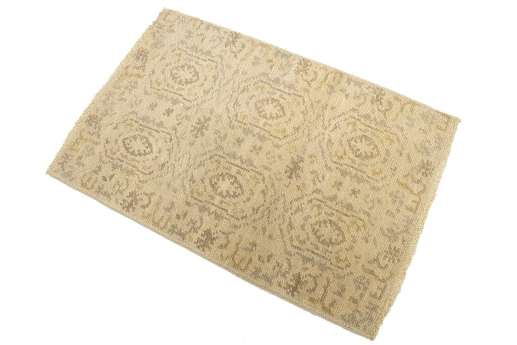 Muted Beige Floral 2X3 Chobi Oushak Oriental Rug